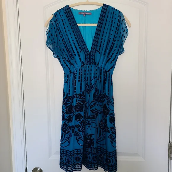 Hale Bob Velvet Print Silk Blend Dress Size X-Small - Picture 1 of 16